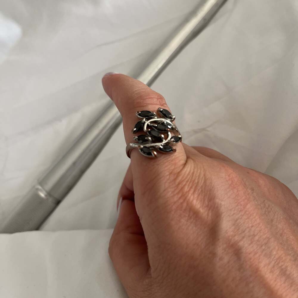 Black Marquise Cut CZ Sterling Silver Ring
